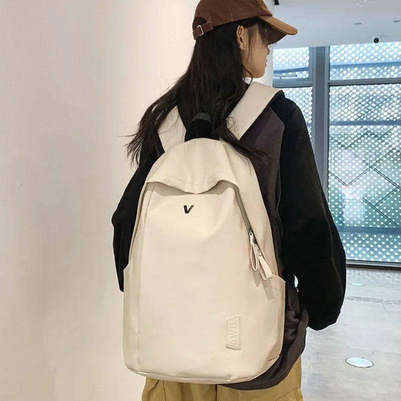 Backpack PU Leather Large Capacity Simple Harajuku Couple Unisex Korean Style Student Personality Trend Design Outdoor Travel