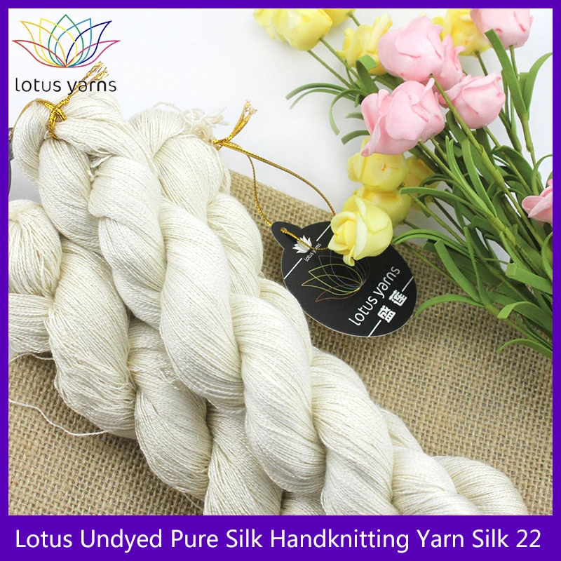 Undyed  Pure Silk Yarn HandKnitting Yarn silk 22  color nat white