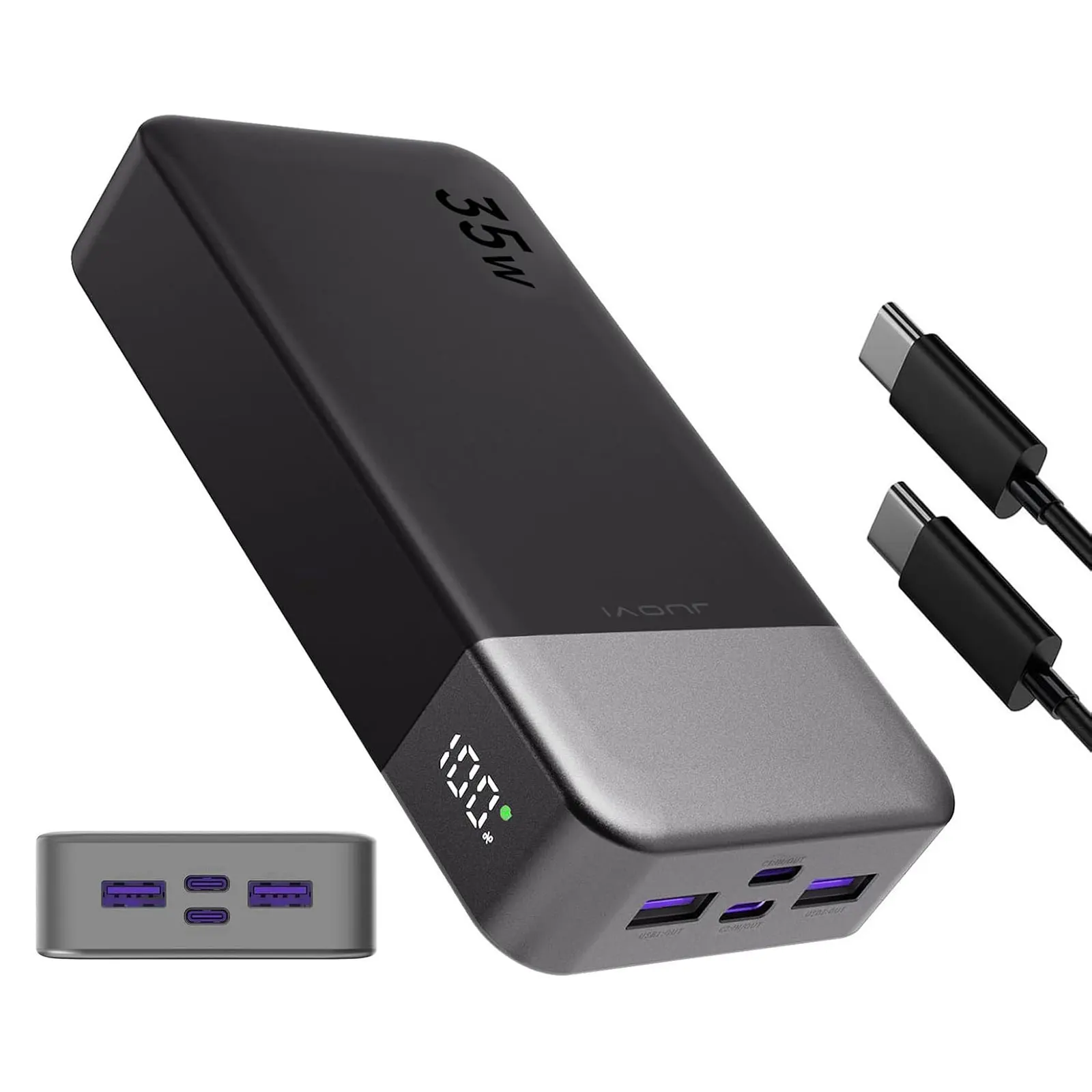 20000mAh Power Bank JUOVI Portable Charger 35W PD 3.0 QC 4.0 Fast Charging Phone Charger With LED Display Travel Battery Pack