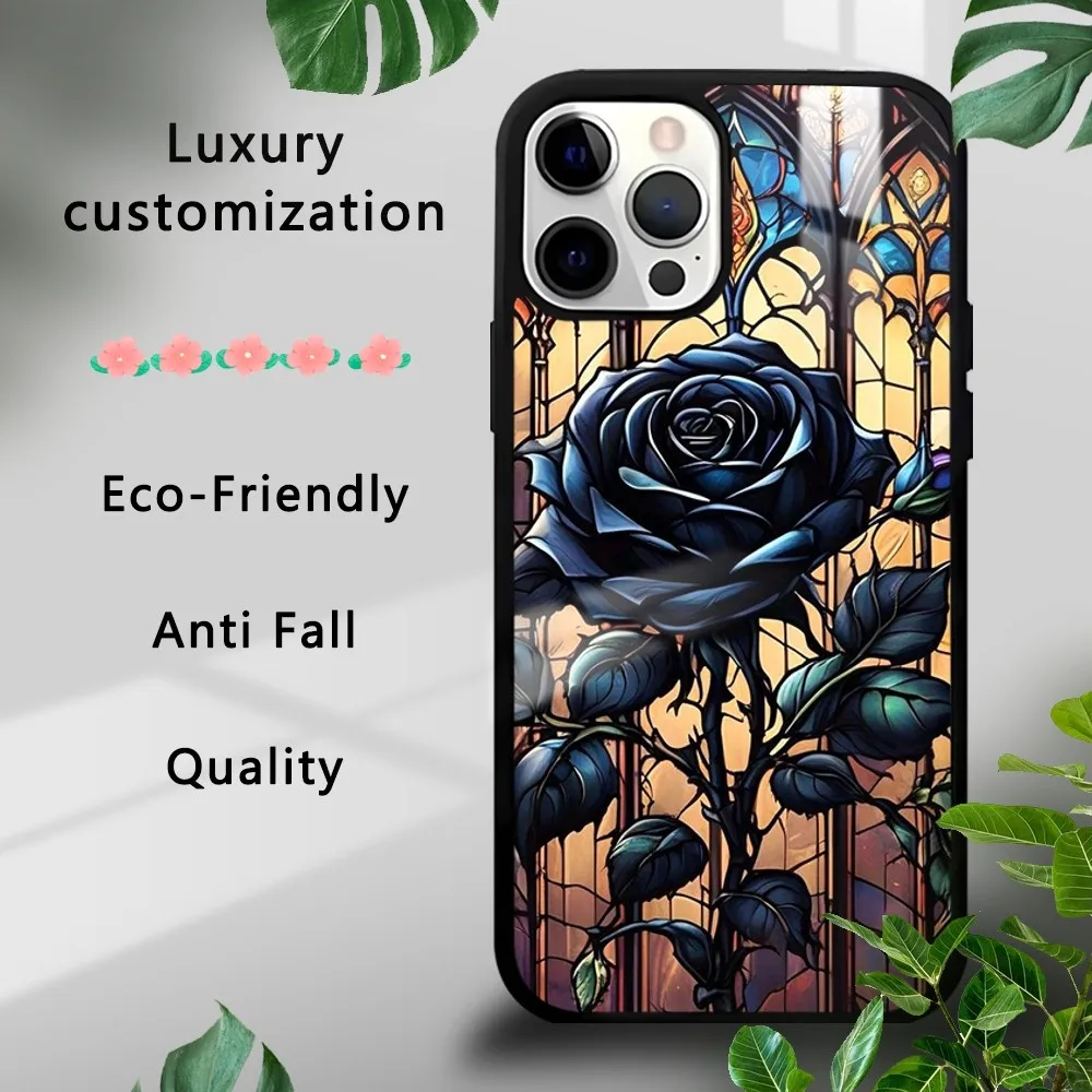 

Art Flowers Goth Phone Case For iPhone 16 15 14 13 12 11 Pro Xs Max Mini Plus Celulares Hard Funda