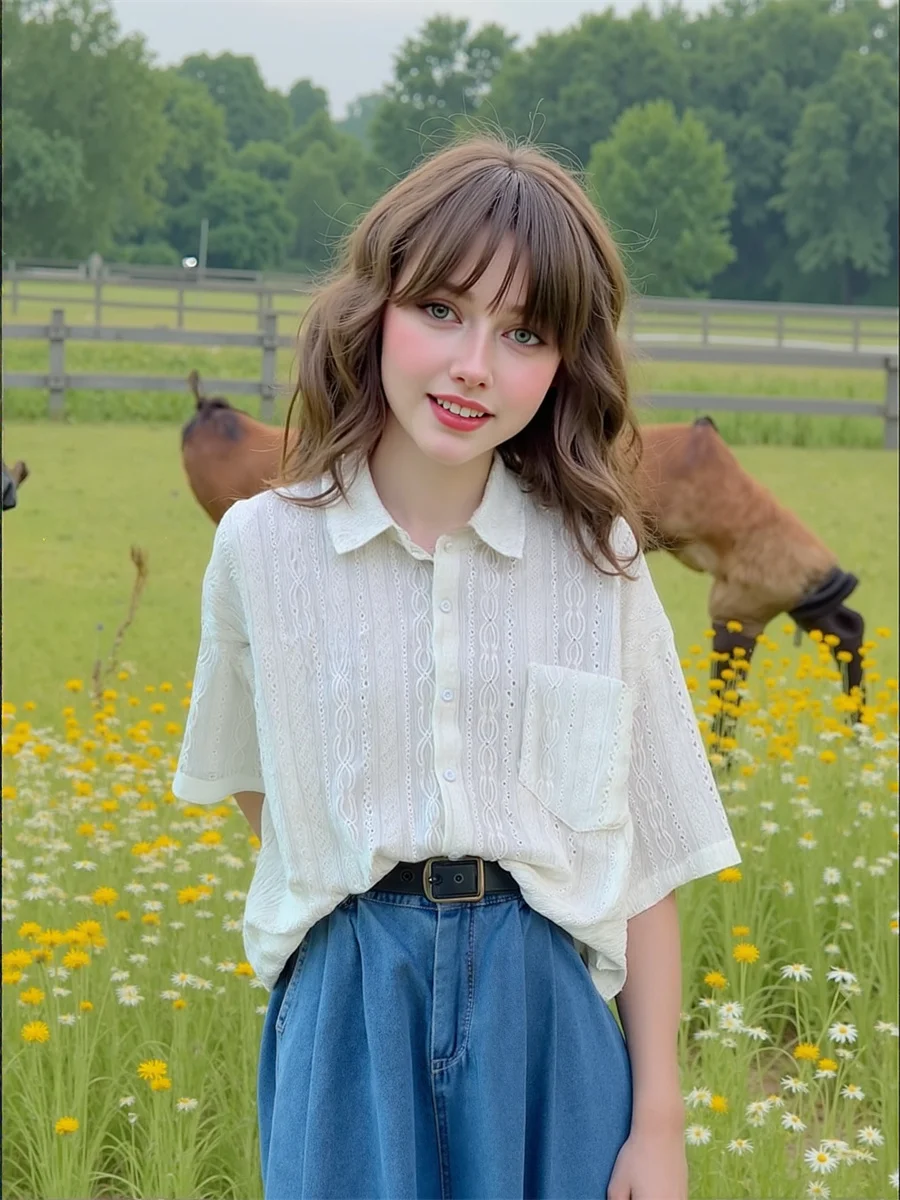 Kurzarmhemden für Damen, Umlegekragen, Sommer, lockere Passform, Übergröße, Boyfriend-Stil, Knopfleiste vorne, lässig, einfach, einfach, minimalistisch