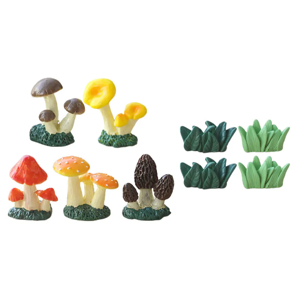 

Mini Resin Mushroom Ornament Simulated Decoration Micro Landscape Statue Decor for Home Bonsai Adornment Cluster