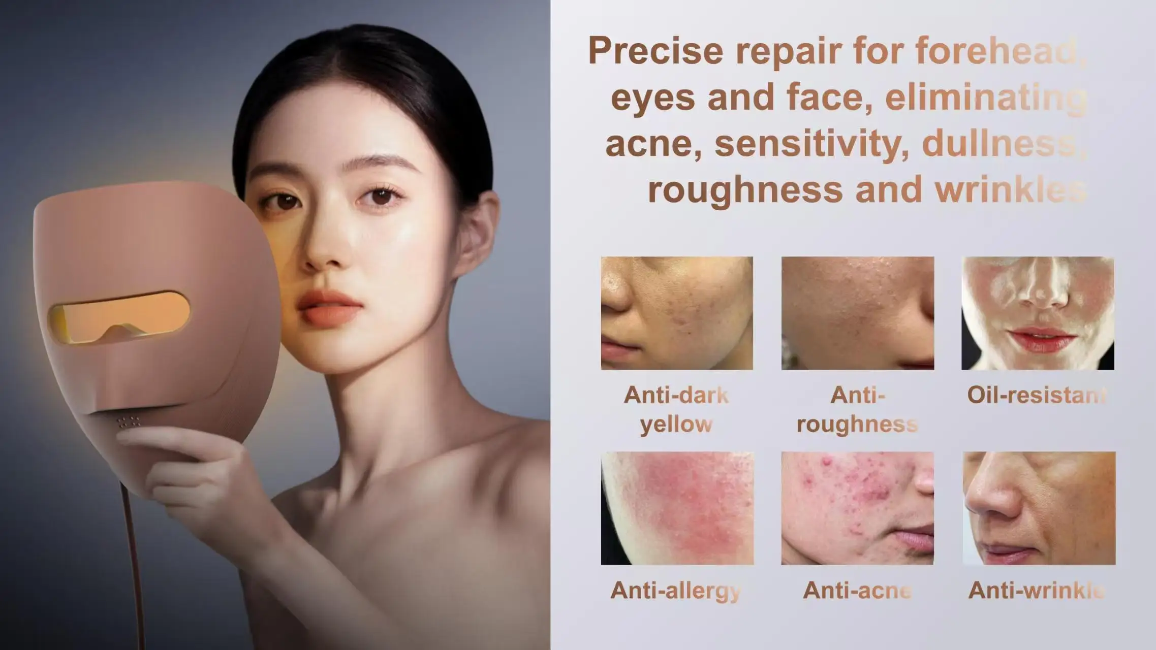 2026 Newly Face Whitening/ Acne Removing and Wrinkle Removing 4-color Led Light Therapy Face Mask Soft Silicone Mask