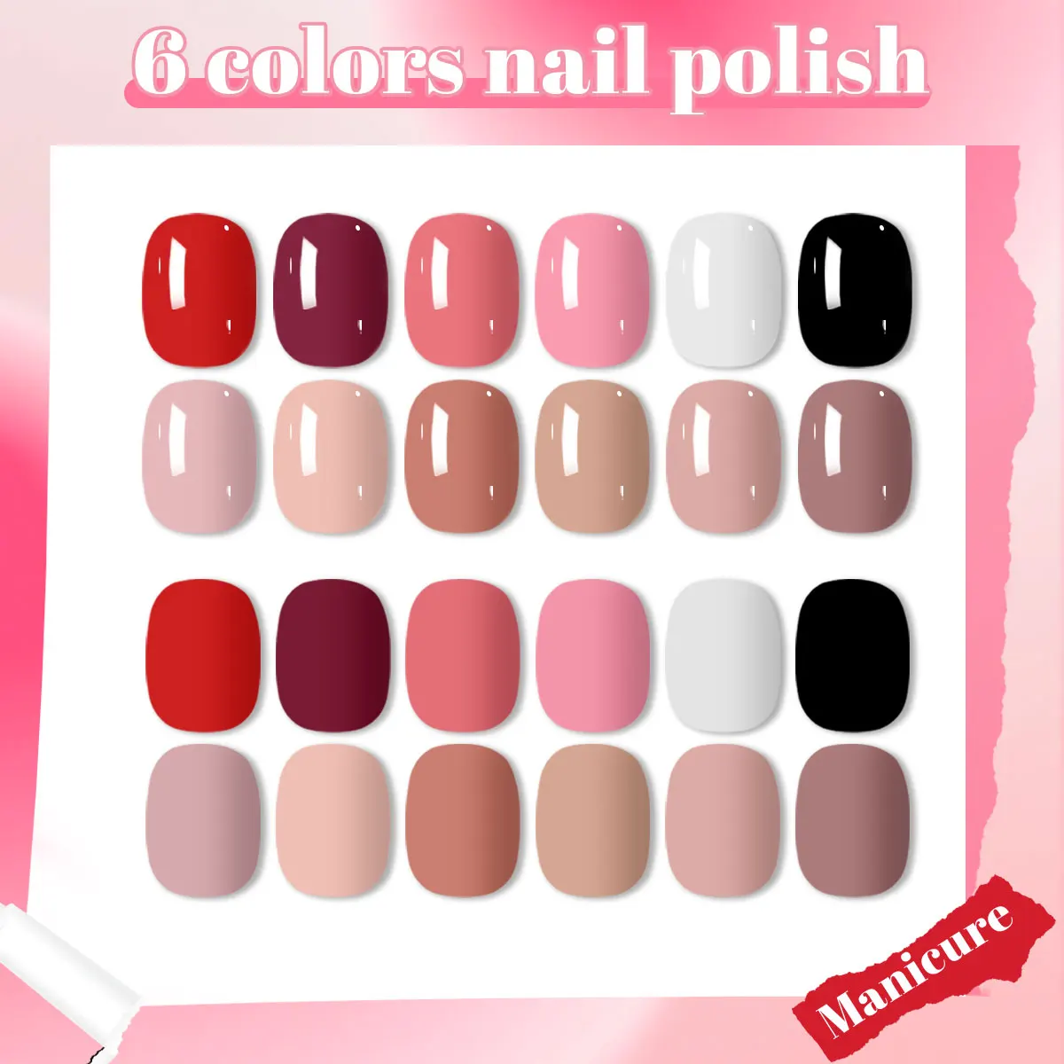 GAVY ชุดยาทาเล็บเจล 6 ชิ้น, 0.24 ออนซ์ต่อขวด, LED ยาทาเล็บกึ่งถาวรแบบถอดได้ Clear Top Coat, DIY Starter Kit