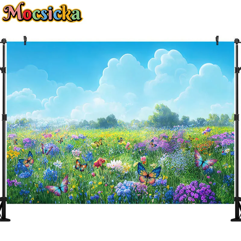 Mocsicka Nature Photography Background Wall Art Red Flower Landscape Painting on Canvas Abstract Modern Blossom Floral 