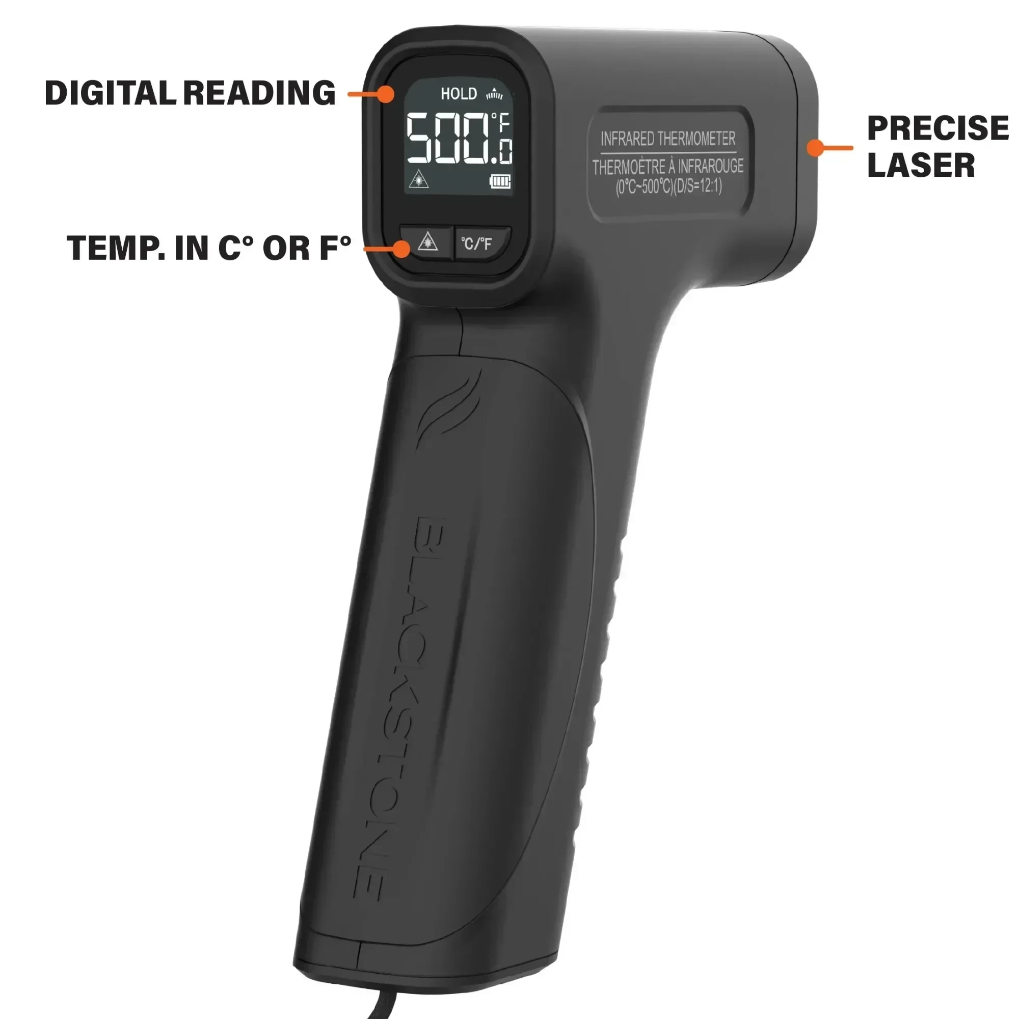 Infrared No Touch Laser Temperature Gun with LCD Display,Low-battery indicator and 30-second auto-off feature