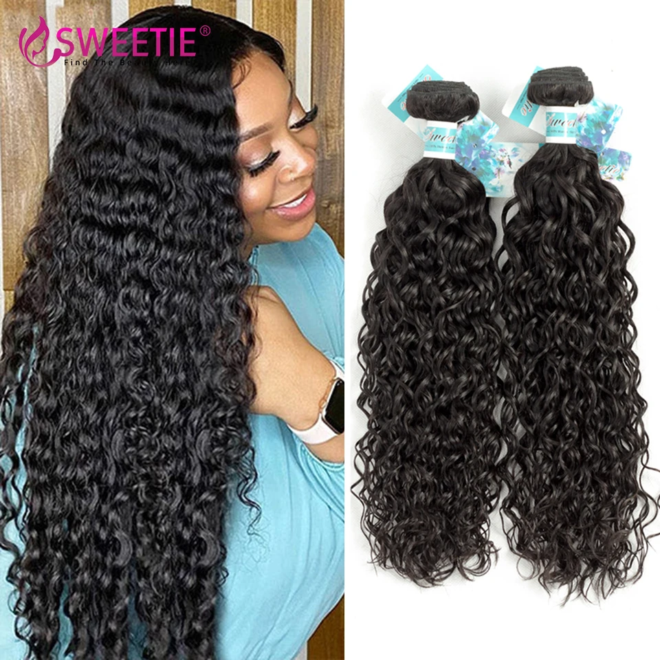 10A Water Wave Bundles Human Hair Bundles Brazilian Natural Human Hair Bundles 8-32 Inch Remy Hair Weave Extensions For Woman