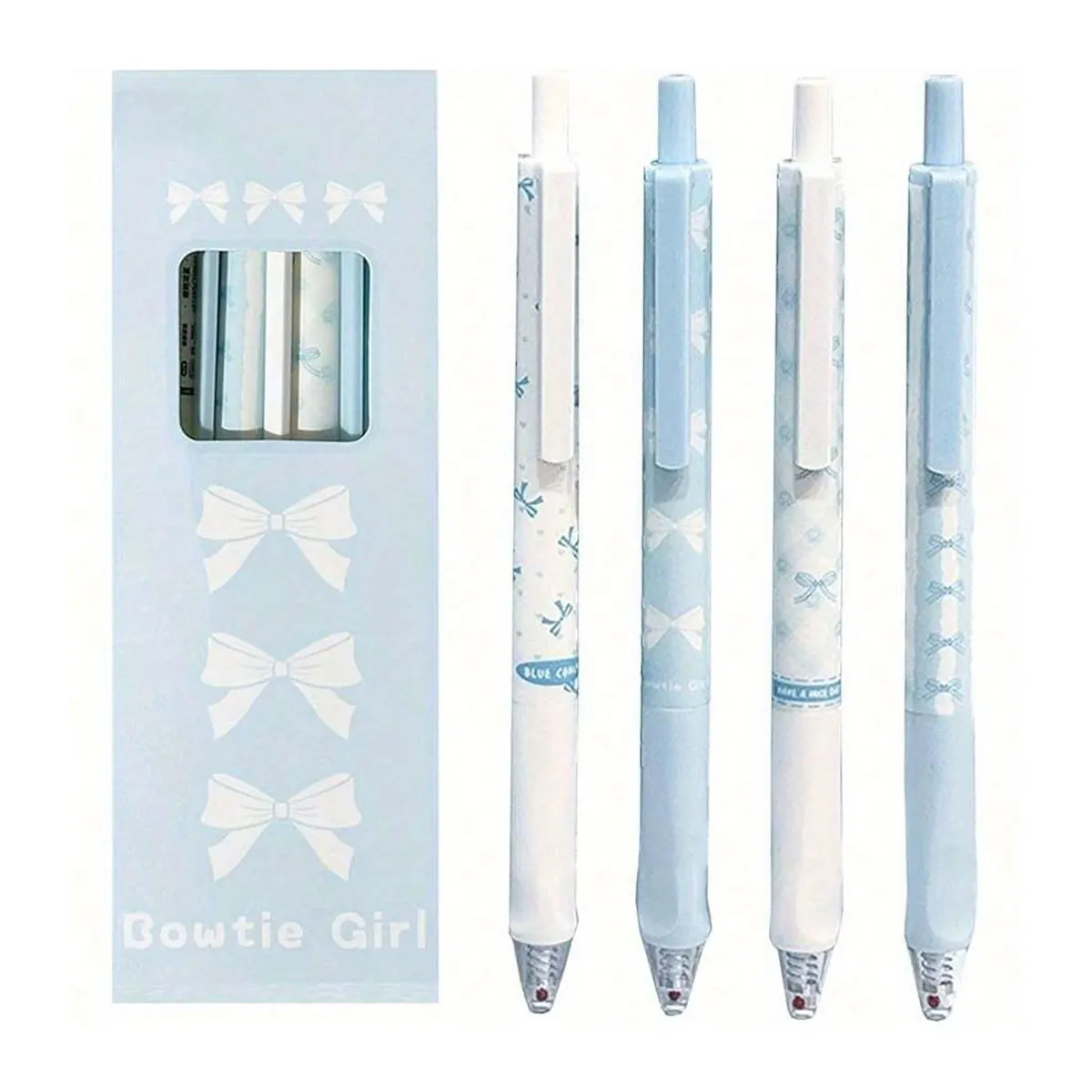 Bowknot Gel Pens Set, 4pcs 0.5mm Precision Tip, Fast Drying Ink for Journals & Notes, Ideal for Office, School, & Home Use