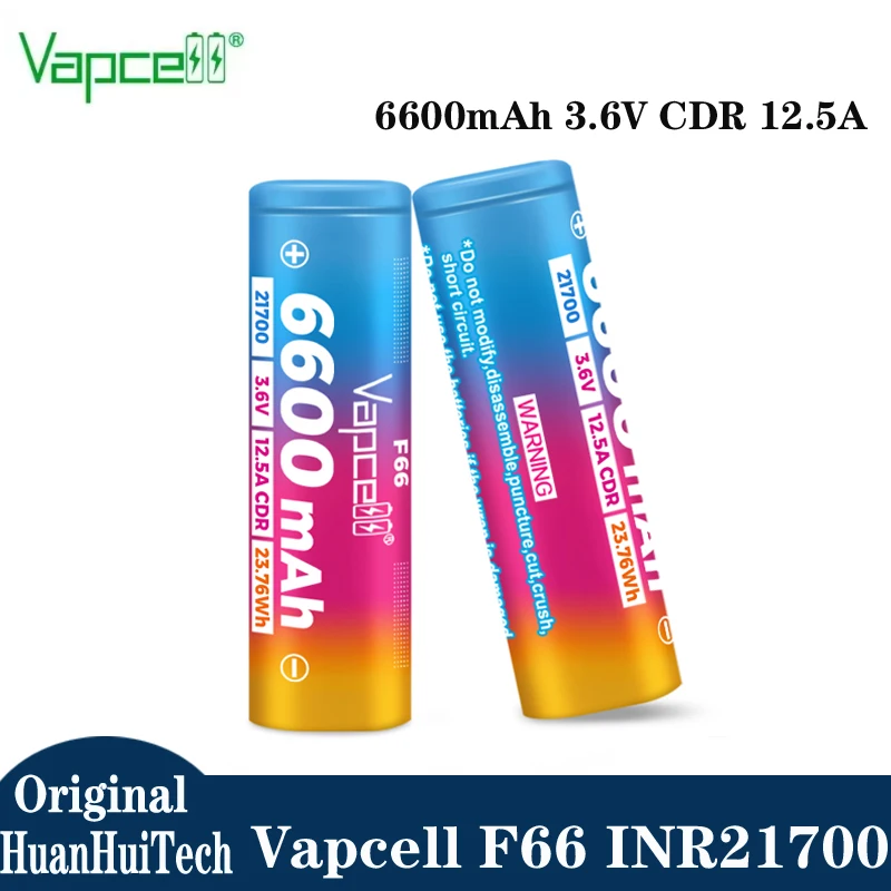 Batterie lithium-ion rechargeable haute capacité Vapcell F66 INR 21700 6600mAh 3.6V CDR 12.5A pour stockage d'énergie