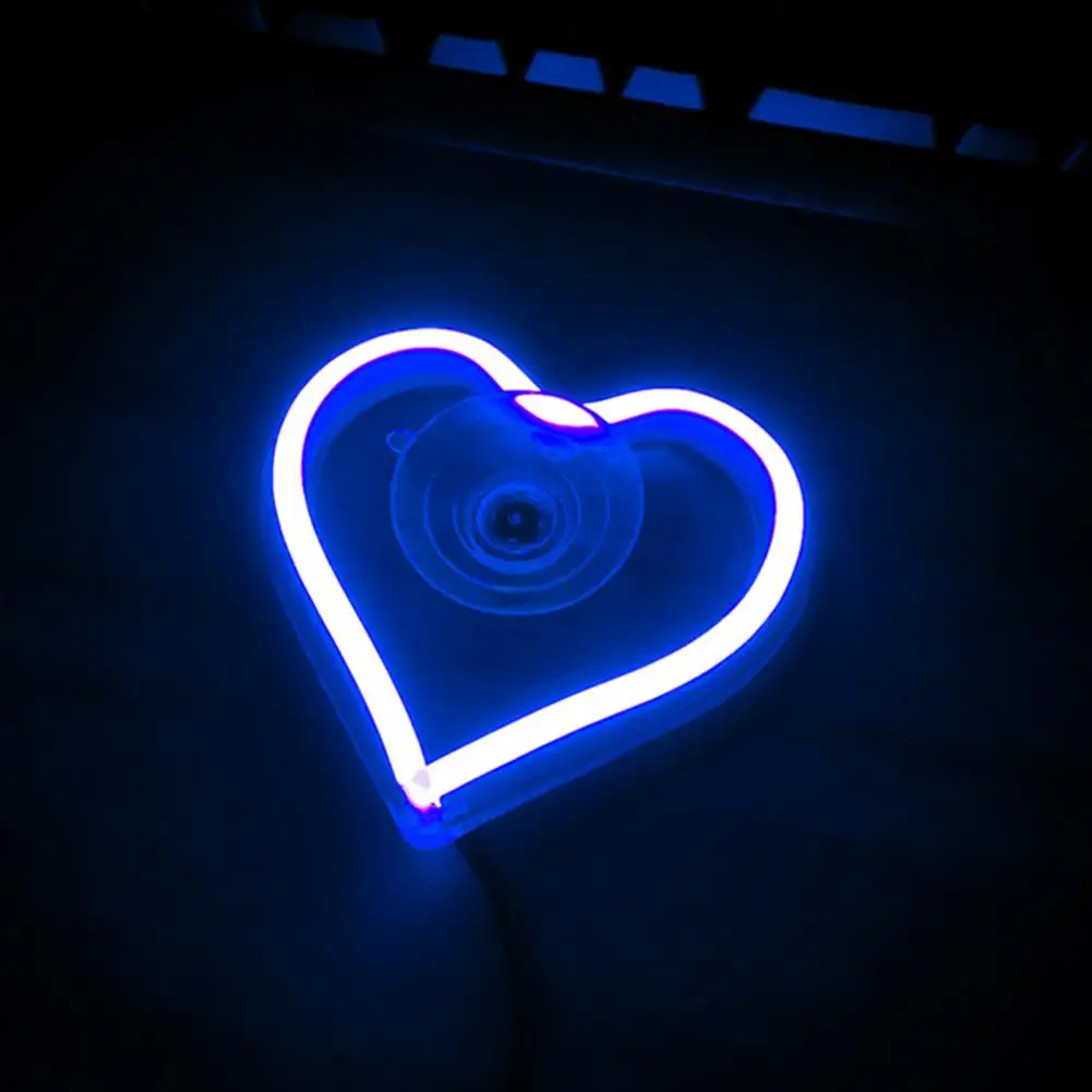 Heart-Shaped LED Neon Light Strobe Flash Modes Car Ornament Bright Simple Installation LED Display Car Lighting Ornaments