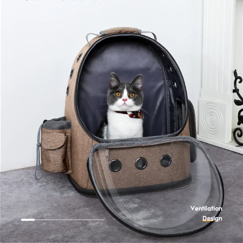 Cat Bag Large See through Breathable Fat Cat Small Dog Outing Slip Dogs and Cats Pet Khaki Backpack Space Capsule