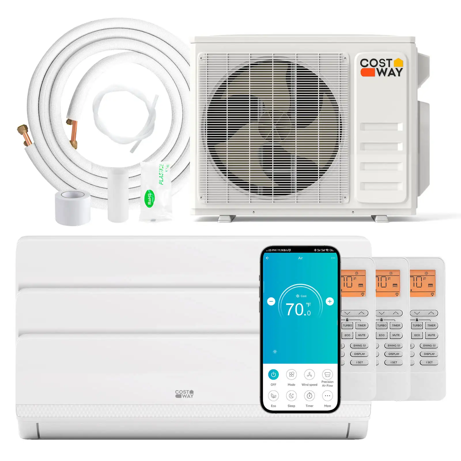 36K BTU 3 Zone 12K BTU 19 SEER2 Mini Split Air Conditioner Work with Alexa