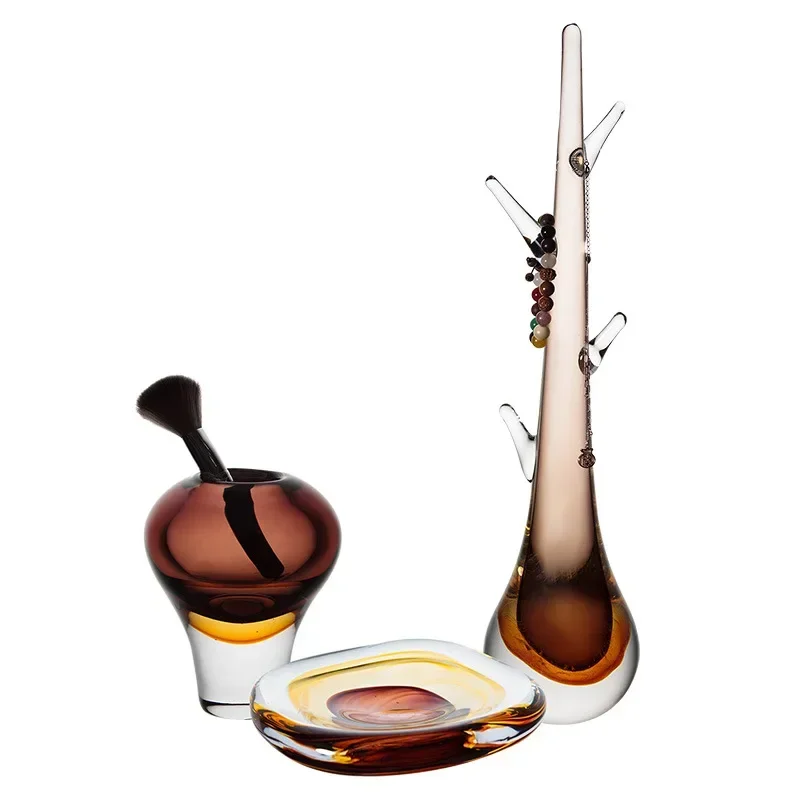 

Dresser special-shaped crystal glass, jewelry tray, high-value creative multi-function