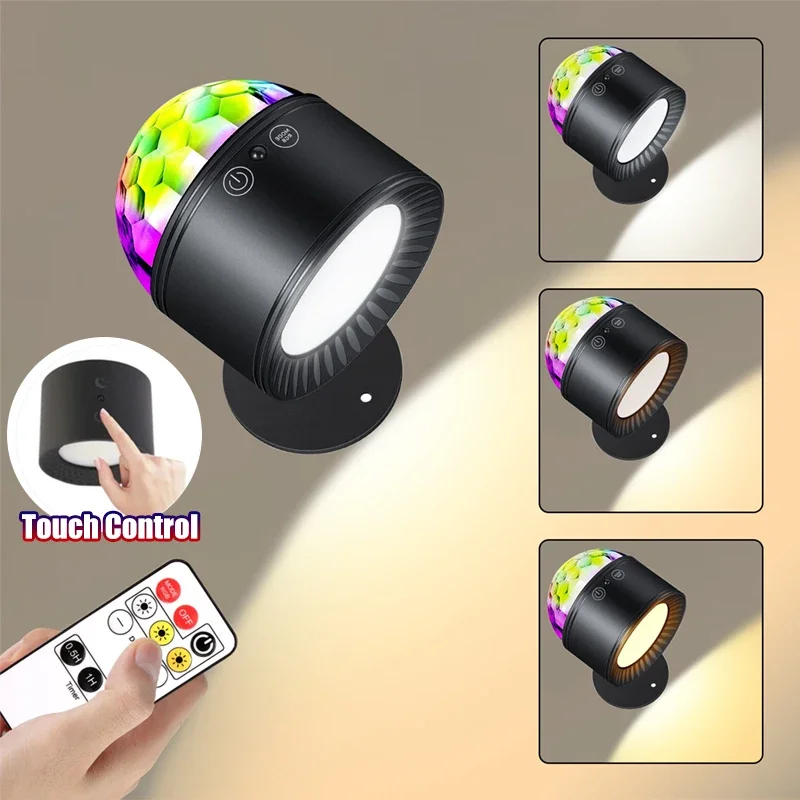 

LED Wall Light 3in1 Night Lamp RGB Disco Stage Lights Rechargeable Wireless Up Down LED Remote for Bedroom Home Decorations