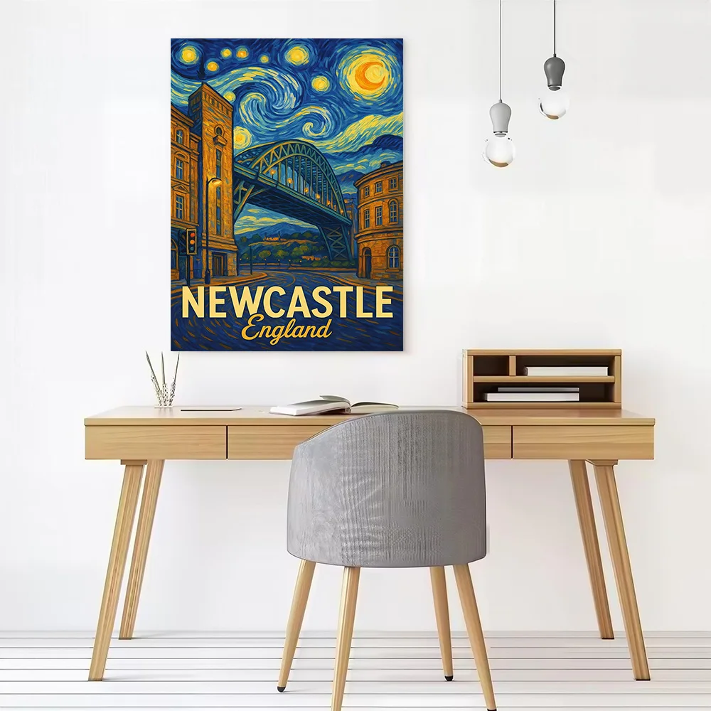 Newcastle England Van Gogh Style Painting Printed Canvas Poster Personalized High Quality Wall Art Paintings for Wand Deko Mural