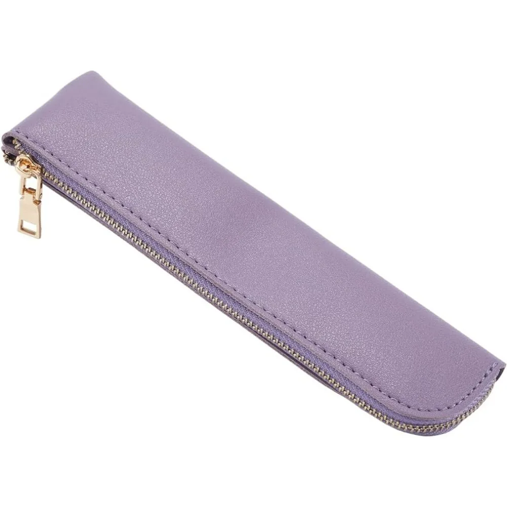 

Чехол из искусственной кожи, тонкий дизайн, мягкий маленький эстетический чехол для ручек, однотонная портативная косметичка на молнии для маркеров для ручек