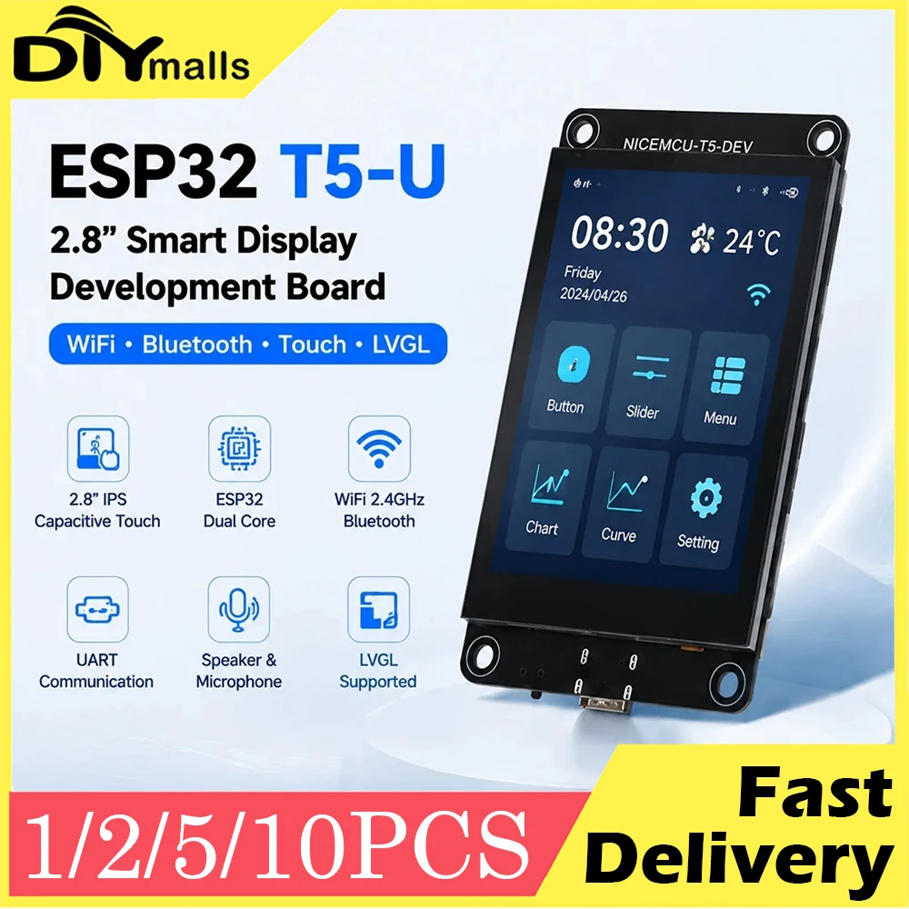 esp32-28インチips静電容量式タッチディスプレイモジュール開発ボード-wifi-uart-lvgl-スピーカーとマイク搭載-スマートホーム向け