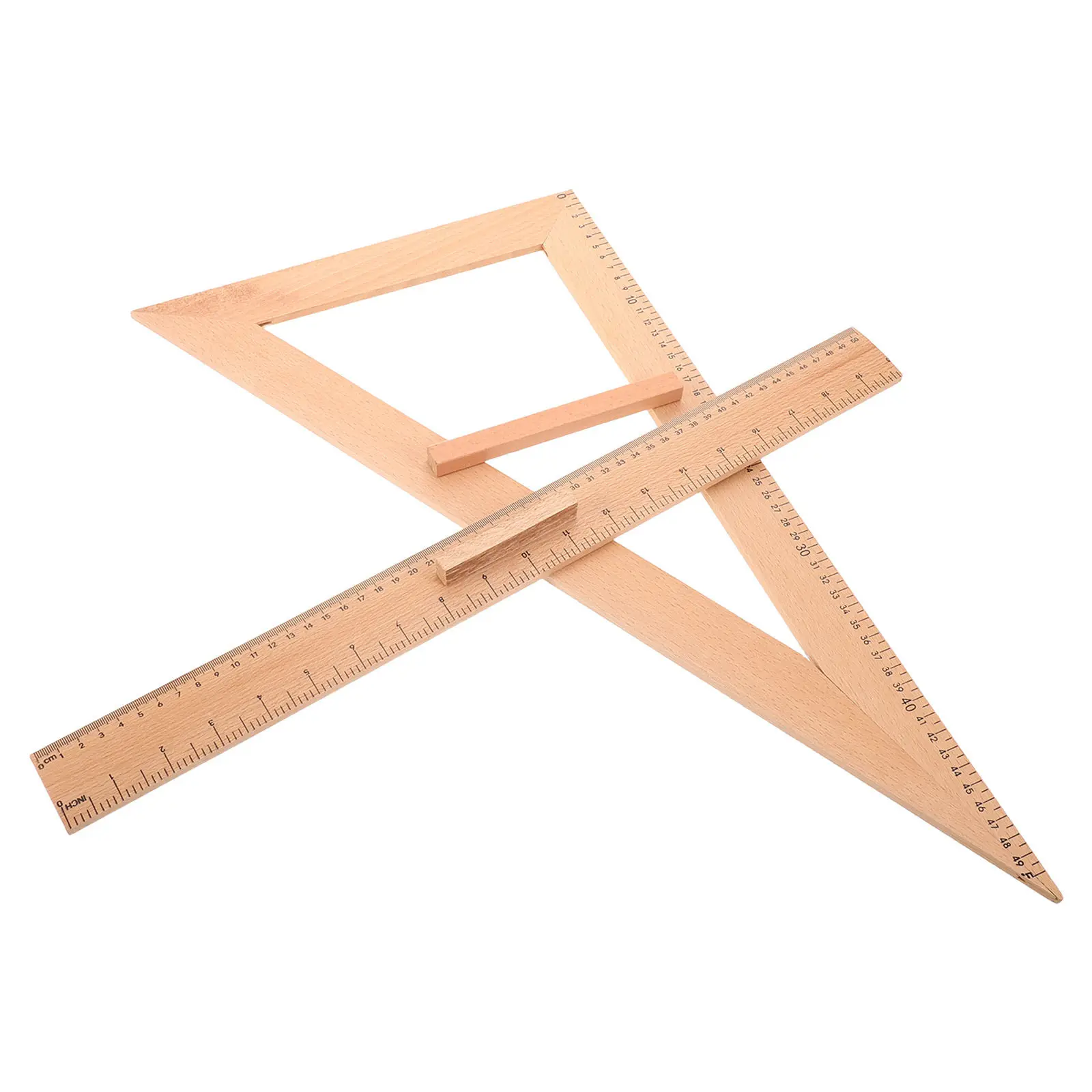 2Pcs Wooden Measuring Ruler 50Cm Straight Edge for Teachers Students Classroom Teaching Aids Drafting Sewing Woodworking Craft