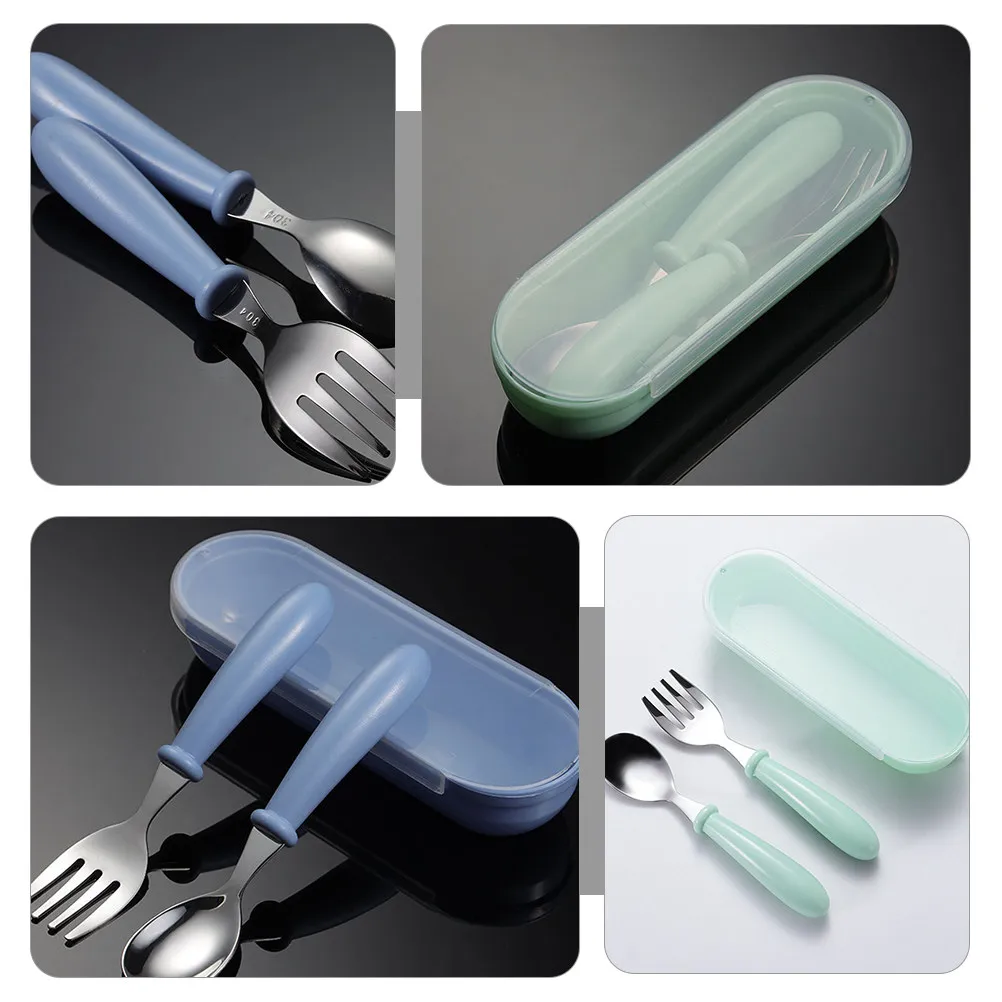 

2Sets Stainless Steel Children Tableware Kit Cartoon Flatware Set for Babies Toddlers Easy Scoop Puree Safe Choking Prevention