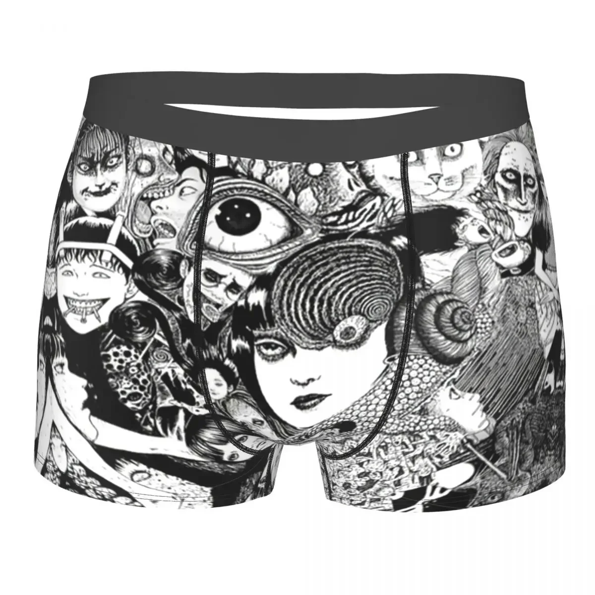 Ropa interior de Junji Ito Harajuku para hombre, calzoncillos transpirables, pantalones cortos estampados, Bóxer