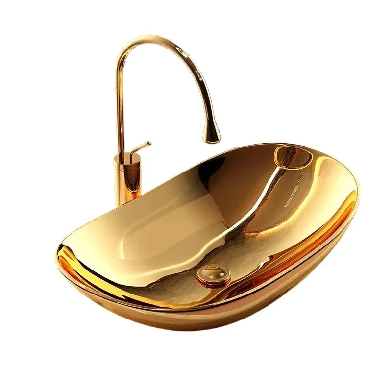 

Luxury Fashion Bathroom Sink Ceramic Hotel Gold/Black/Matte Washbasin
