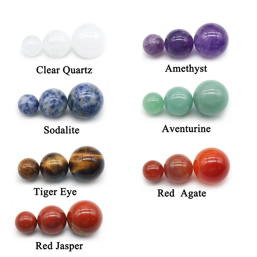 7pcs Natural Stone 12/16/20mm Beads Amethyst Tiger Eye Quartz Chakra Yoga Stone Round Balls Ornaments DIY Jewelry Accessories image 3