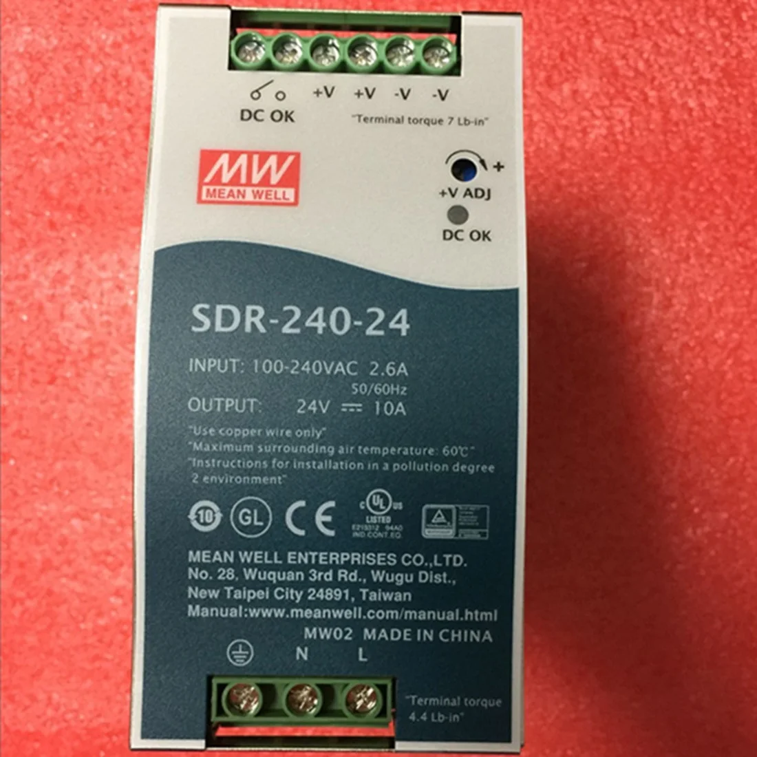 MEAN WELL SDR-240 SDR-240-24 SDR-240-48 240W guida DIN industriale a uscita singola con funzione PFC