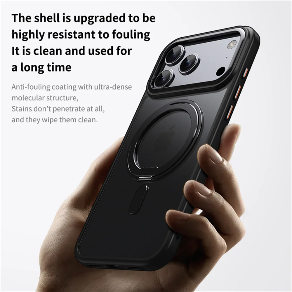 Luxury For Magsafe 360 Rotating Magnetic Stand Phone Case for iPhone 17 16 15 Pro Max 14 13 12 11 Metal Ring Fold Bracket Cover