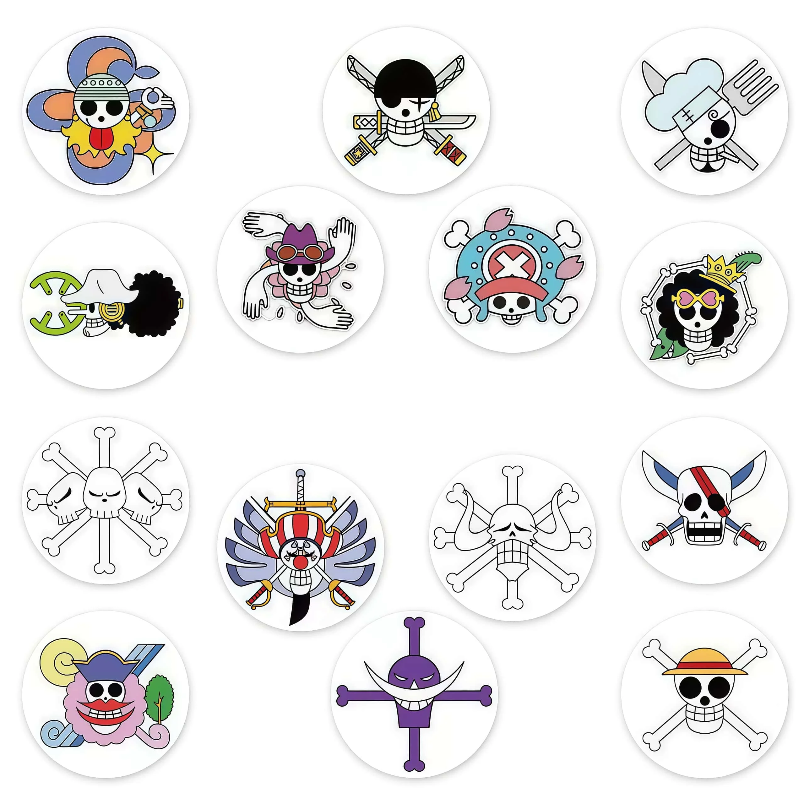 500Pcs One Piece Pirate Logo Round Sticker Roll, Classic Crew Skull Mark Labels for Package Sealing Journal Anime Fan DIY