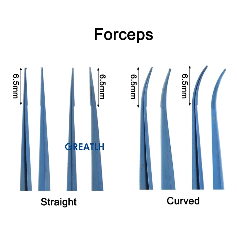 GREATLH Titanium Instruments Set Forceps Needle Holder Scissor Eyelid Surgery Tool Ophthalmic Microsurgical Instruments 4pcs/set