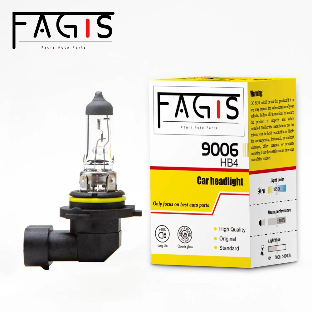 Fagis 2 Pcs 9006 HB4 12V 55W 3350K Warm White Car Lamps Fog Light Auto Headlight Halogen Headlights Bulb Car Light Head bulb