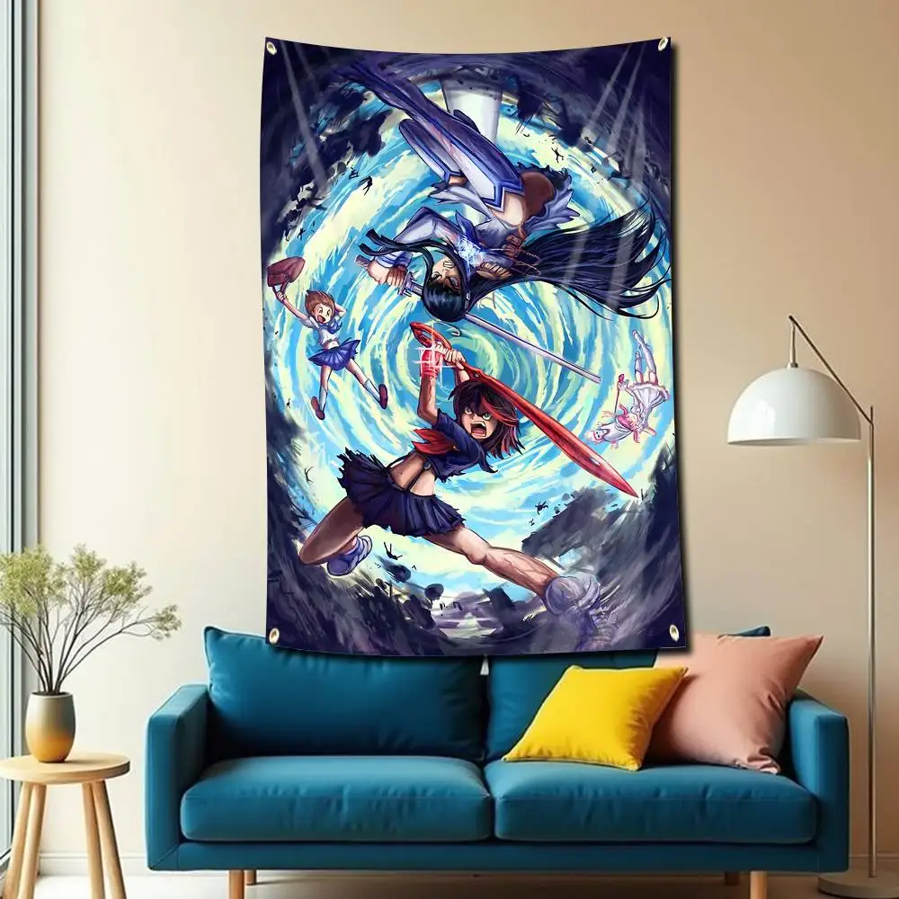 R-Ryuko KLK-Anime Kill la-kill Flag Tapestry Banner for Bedroom Living Room Outdoor Camping Custom Supported