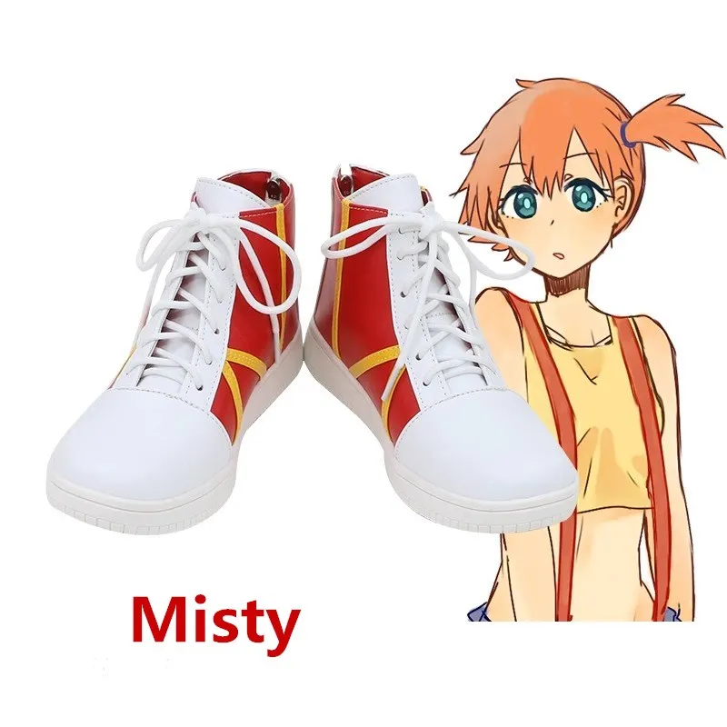 

Костюм для косплея Pocket Mon Misty, обувь, белые, красные сапоги из искусственной кожи