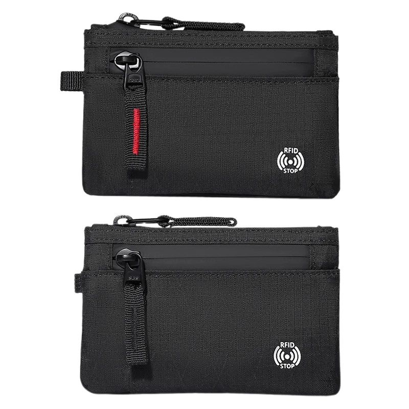 

Rfid Mens Travel Wallet Purse with Coin Pocket Fashion Students Leisure Money Folder Bank Card Holder Bag with Anti-Theft Chain