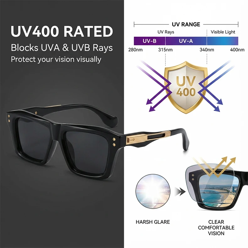 Vintage Quadratische Punk Sonnenbrille Männer 2026 Luxus Marke Steampunk Klassische Sonnenbrille Für Männliche Fahren UV400 Schutz Brillen – Detail 4