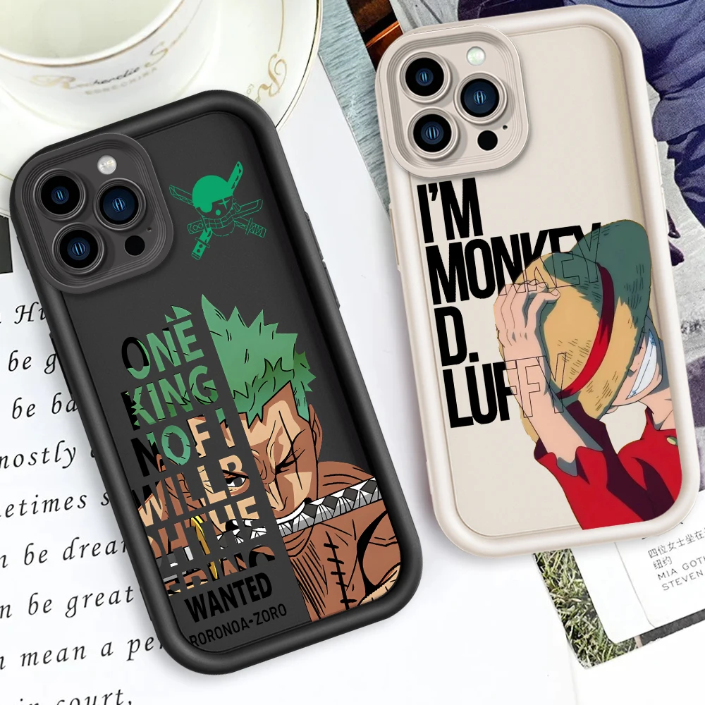 Boy Zoro One Piece Luffy Art For Apple iPhone 16 15 14 13 12 11 XR XS X Pro Max Plus Eye Ladder Phone Case Soft TPU Cover