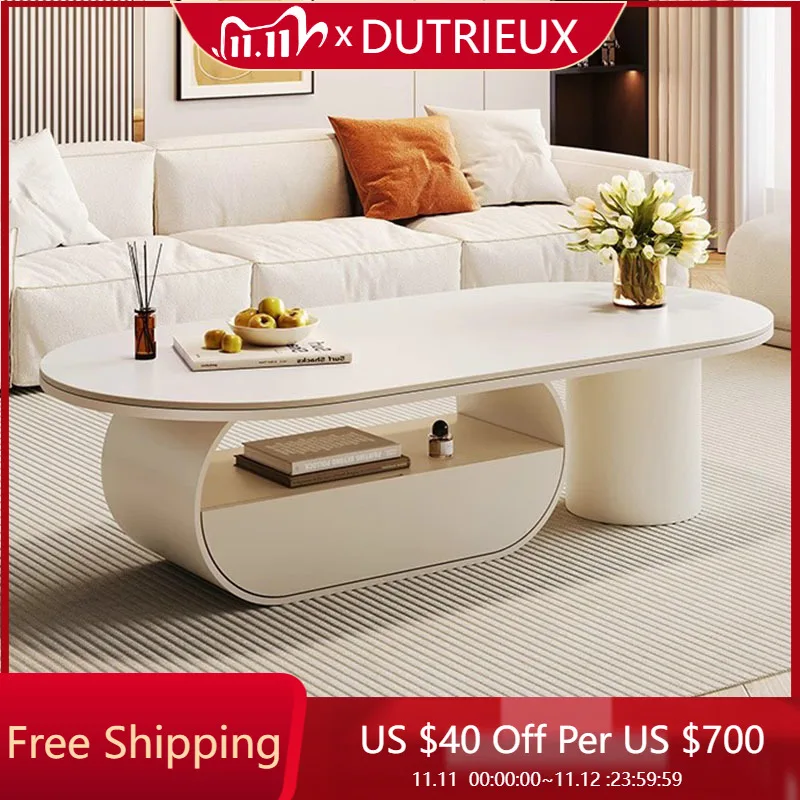 

White Cream Coffee Table Accent Nordic Luxury Living Room Design Modern Side Table Clear Relaxing Mesa Auxiliar Salon Furniture