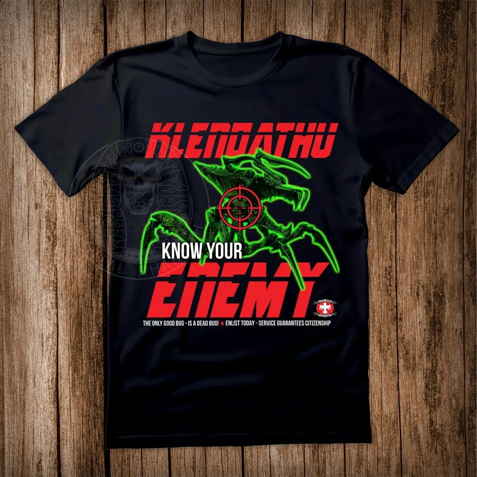 Starship Troopers Klendathu T Shirt Herren Sci Fi Film Mobile Infanterie Tod aus vintage Washed Stretched Stylish