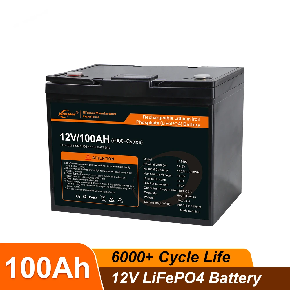 Jsdsolar LiFePo4 100ah 200Ah Removable Energy Storage Battery 12V 24V LiFePo4 Battery Built-in BMS for Solar Boat Free Tax Vat