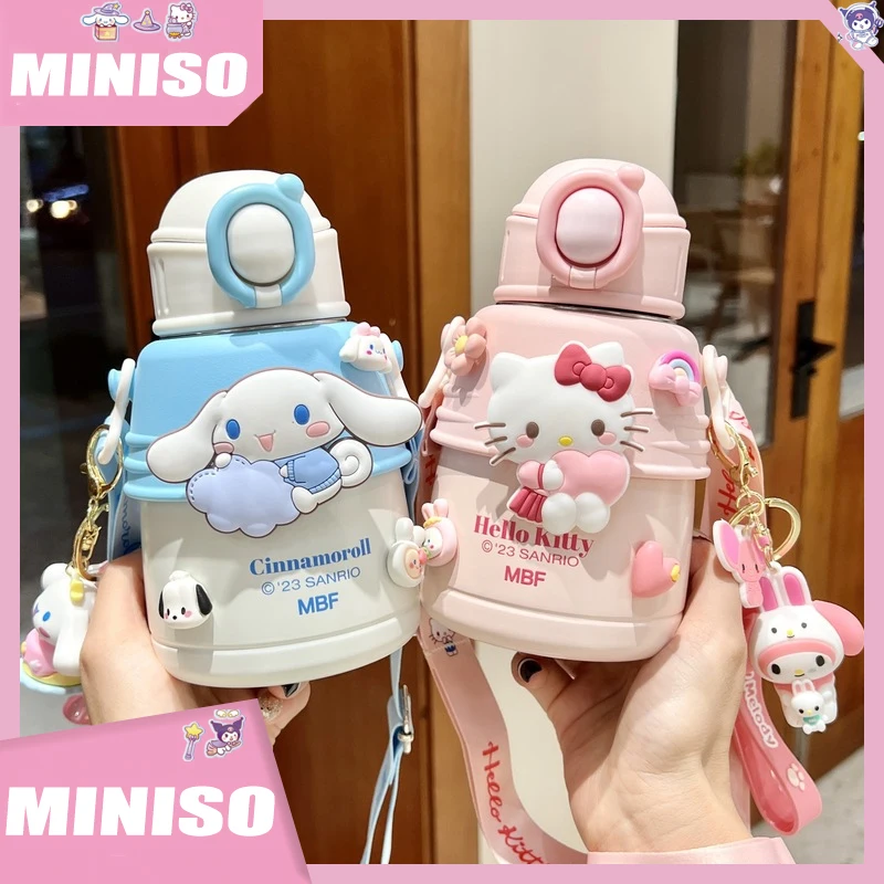 Cartoon Hello Kitty Sanrio Children's Straw Large Capacity Drop resistant Household Convenient Insulated Cup Christmas Gift