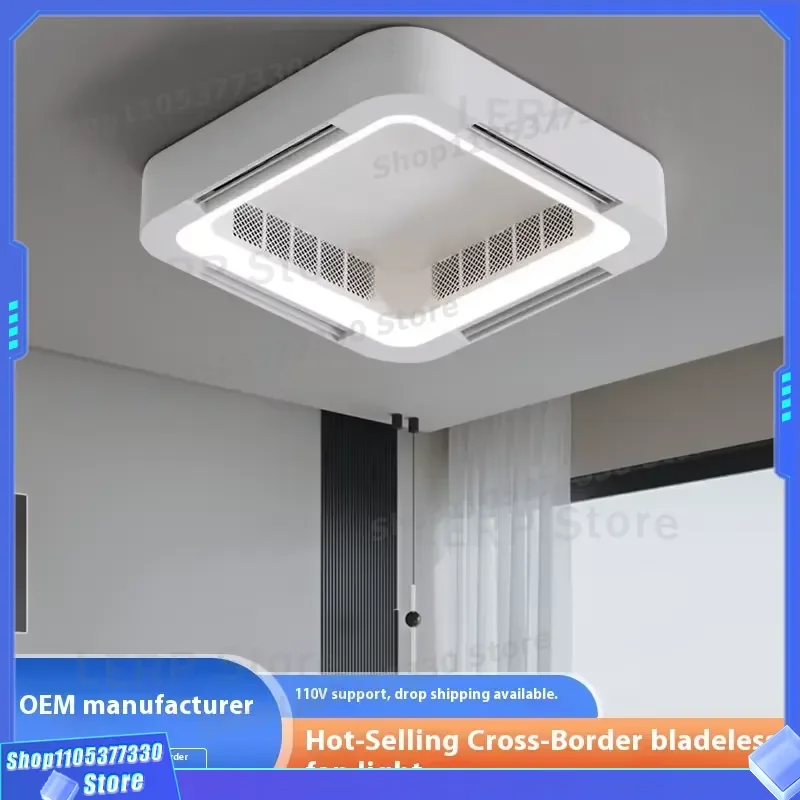 Full Spectrum Bladeless LED Ceiling Fan Light Inverter Motor For Living Room Bedroom Zhongshan Factory Direct Cross Border