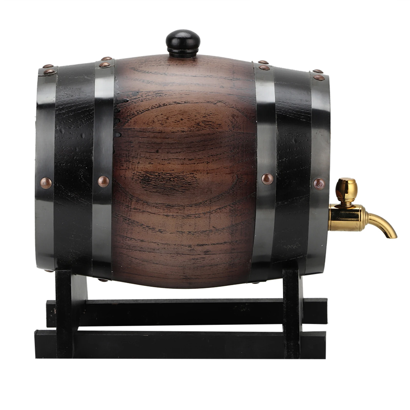 3L Vintage Striped Black Oak Red Wine Barrel Keg Bucket Container with Faucet for Brandy Whisky Wine Accessories