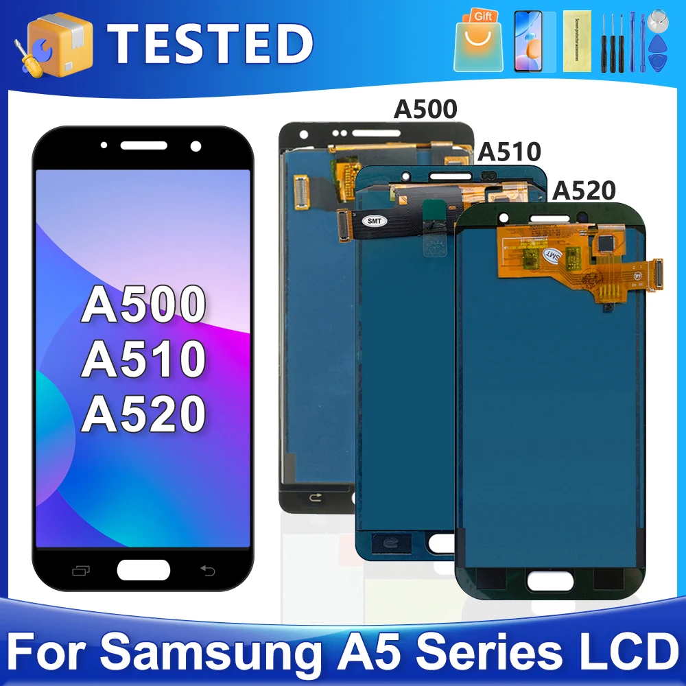 Tested A5 2015 2016 2017 For Samsung For A500 A510 A520 LCD Display Touch Screen Digitizer Assembly Replacement