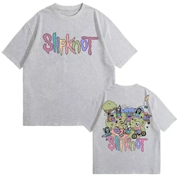 2024 Summer Classic Vintage Rock Band Double Sided Printed Cotton T-Shirt Women's Slipknot Cartoon Punk Tops