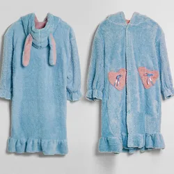 Flannel Women Hooded Kimono Robe Gown Winter Warm Bathrobe With Belt Thicken Sleepwear Star Intimate Lingerie Thicken Nightwear