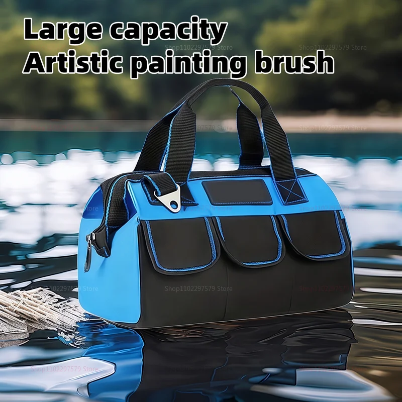 حقيبة أدوات متعددة الوظائف مقاومة للماء شديدة التحمل، صندوق أدوات تخزين كهربائي ذو سعة كبيرة مع جيوب متعددة وملابس متينة