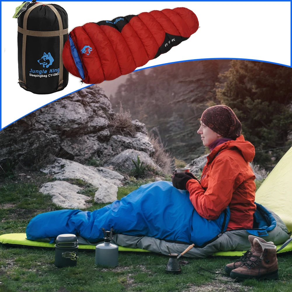 Outdoor Camping Sleeping Bag Mummy Sleeping Bag Quilt Cotton Warm Windproof with Small Pocket for Camping Hiking Outdoor