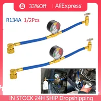 R134A Air Conditioner Gas Cooler with Pressure Gauge Air Conditioner Gas Charging Hose AC Recharge Hose for Car Automobile