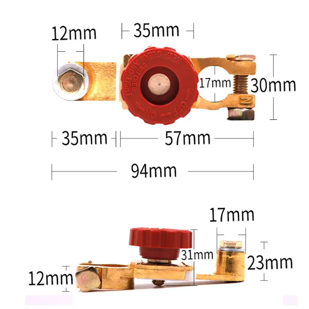 مفتاح عازل البطارية باللون الأسود والأحمر مفتاح فصل البطارية للرابط الطرفي، مفتاح قطع بطارية 12 فولت متين #6