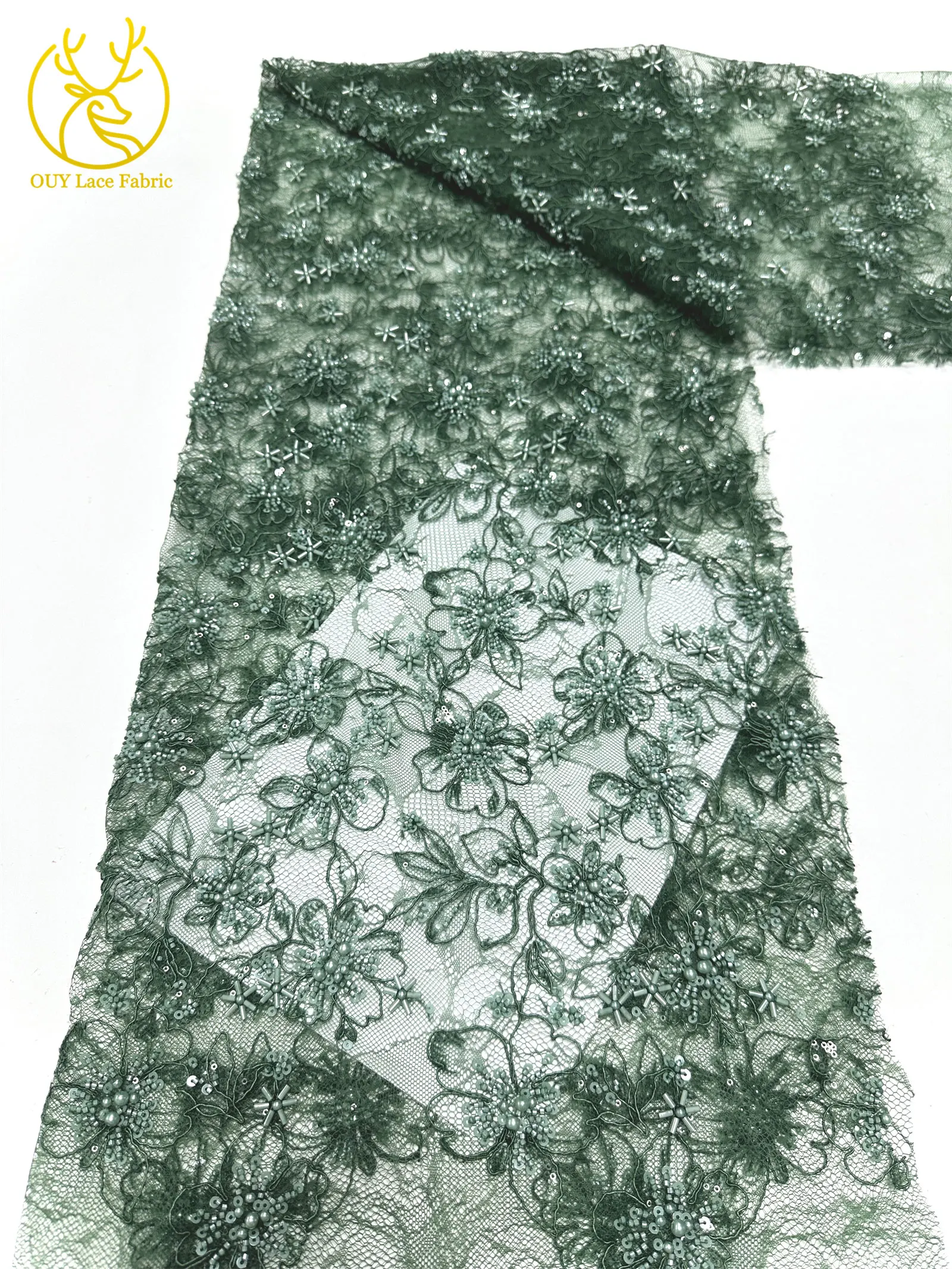 ナイジェリアパープルレース生地ファッション婦人服アフリカスパンコールチュールレース豪華な手作りビーズ生地結婚式 5 ヤード